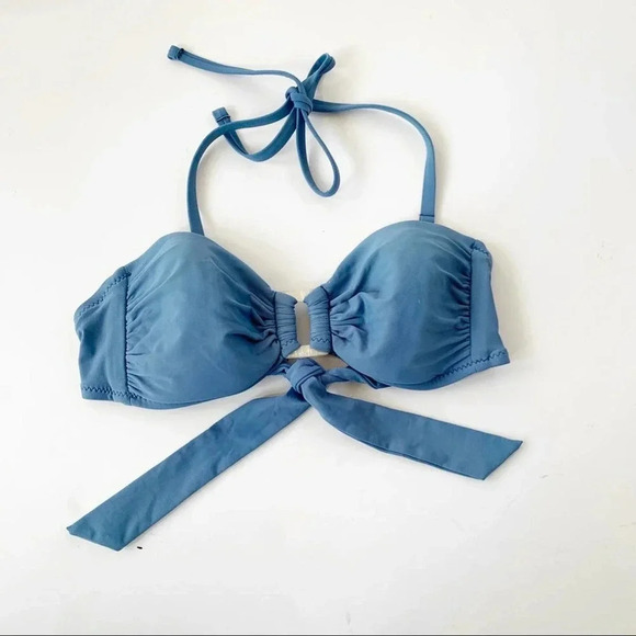 New HELEN JON Shell Bandeau Bikini Swim Top Slate Blue Size XS - Picture 6 of 10